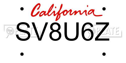 SV8U6Z California License Plate