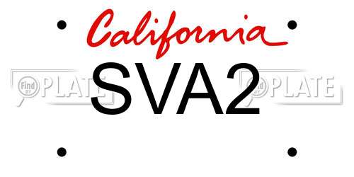 SVA2 California License Plate