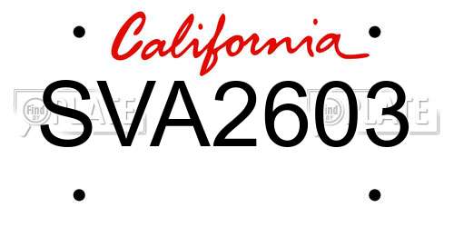 SVA2603 California License Plate