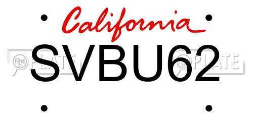 SVBU62 California License Plate