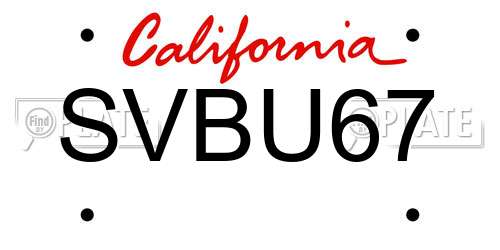 SVBU67 California License Plate