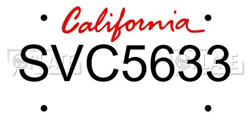 SVC5633 California License Plate