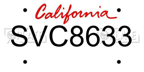 SVC8633 California License Plate