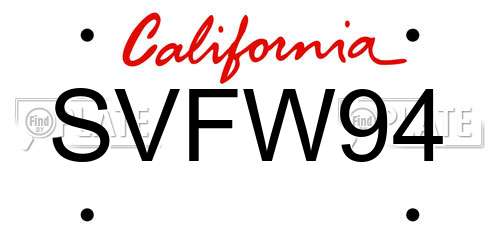 SVFW94 California License Plate