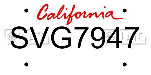 SVG7947 California License Plate