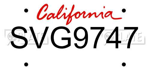 SVG9747 California License Plate
