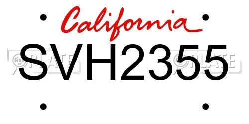 SVH2355 California License Plate