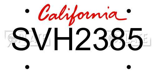 SVH2385 California License Plate