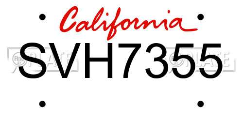 SVH7355 California License Plate