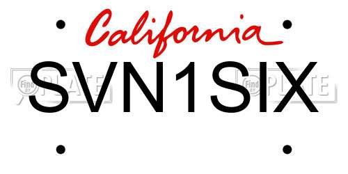 SVN1SIX California License Plate