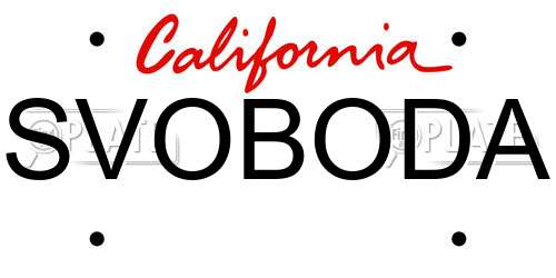 SVOBODA California License Plate