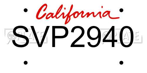 SVP2940 California License Plate