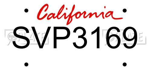 SVP3169 California License Plate