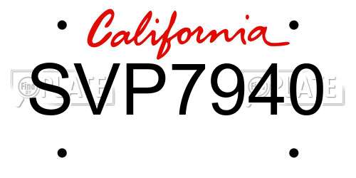 SVP7940 California License Plate