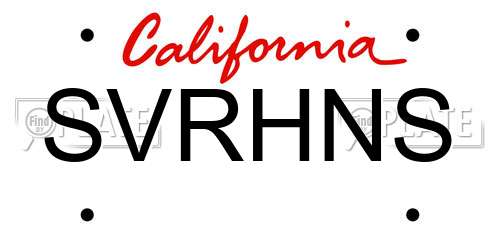 SVRHNS California License Plate