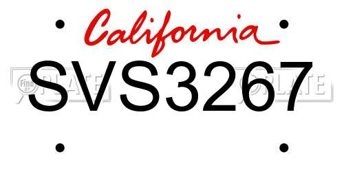 SVS3267 California License Plate