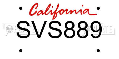 SVS889 California License Plate