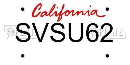 SVSU62 California License Plate