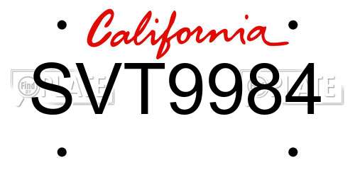 SVT9984 California License Plate