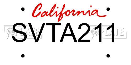 SVTA211 California License Plate