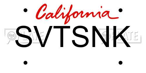 SVTSNK California License Plate