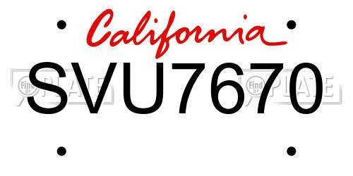 SVU7670 California License Plate