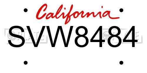 SVW8484 California License Plate