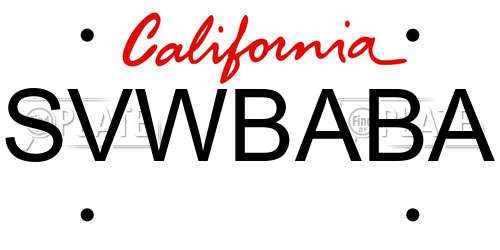 SVWBABA California License Plate