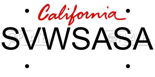 SVWSASA California License Plate