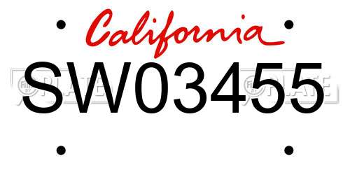 SW03455 California License Plate