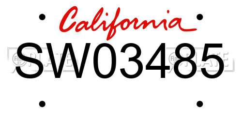 SW03485 California License Plate