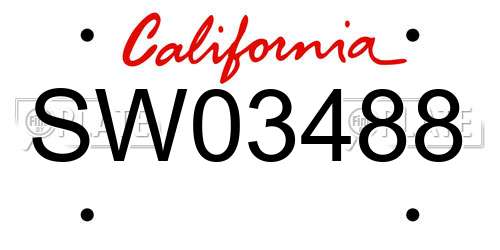 SW03488 California License Plate