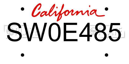 SW0E485 California License Plate