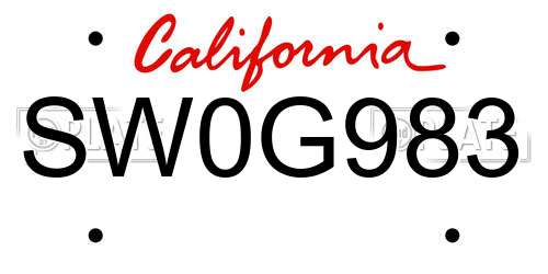 SW0G983 California License Plate