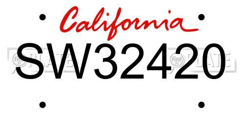 SW32420 California License Plate