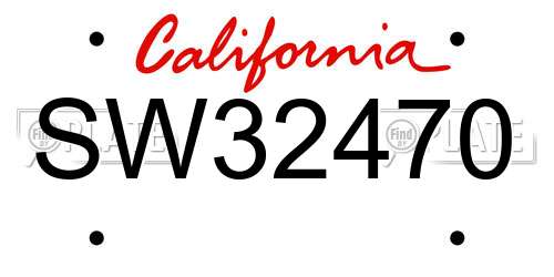 SW32470 California License Plate