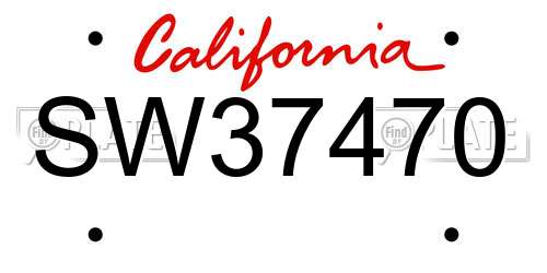 SW37470 California License Plate