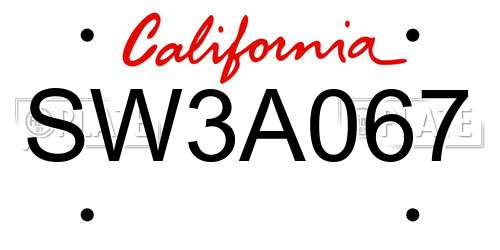 SW3A067 California License Plate