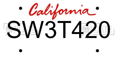 SW3T420 California License Plate