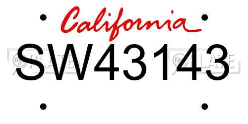 SW43143 California License Plate