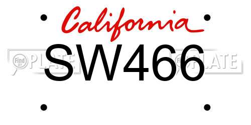SW466 California License Plate
