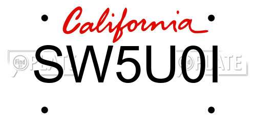 SW5U0I California License Plate