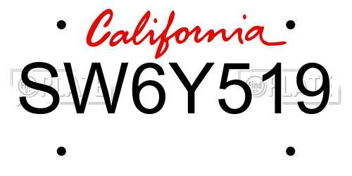 SW6Y519 California License Plate