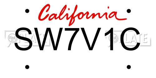 SW7V1C California License Plate