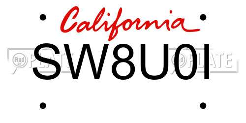 SW8U0I California License Plate