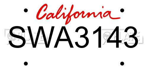 SWA3143 California License Plate