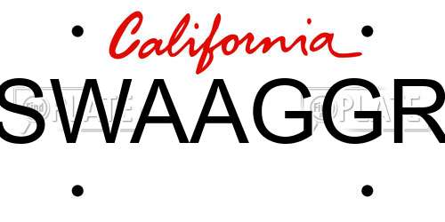 SWAAGGR California License Plate