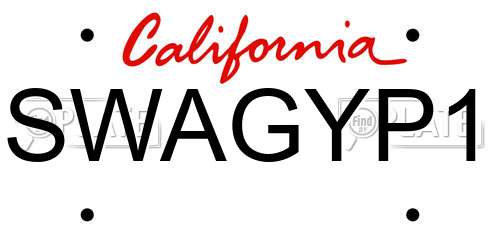 SWAGYP1 California License Plate