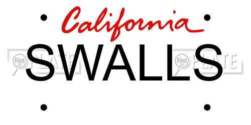 SWALLS California License Plate