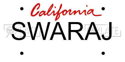 SWARAJ California License Plate